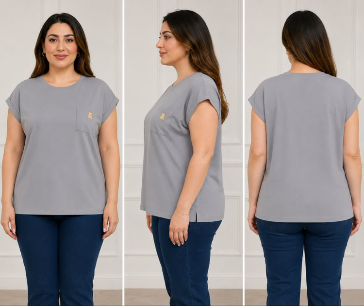 تیشرت زنانه آستین پاکتی (مدل جیبدار)